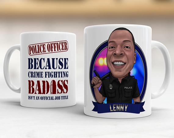 Unique Retirement Gift - Caricature Mug - Police