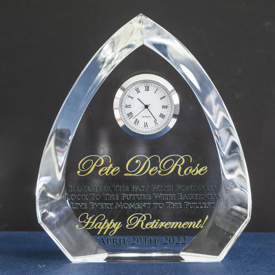 Retirement Gift Arched Crystal Clock